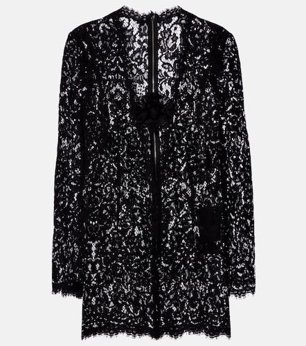 Vestido corto de encaje con aplique floral - Dolce&Gabbana - Modalova