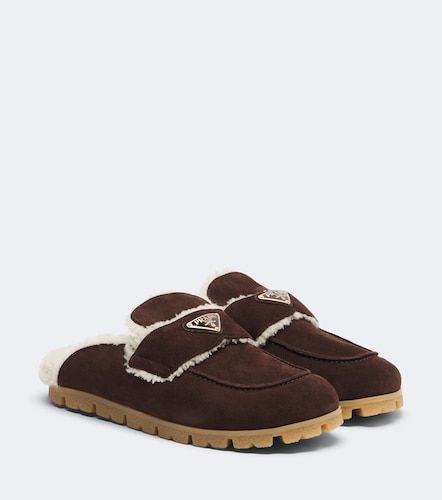 Prada Shearling-lined suede mules - Prada - Modalova