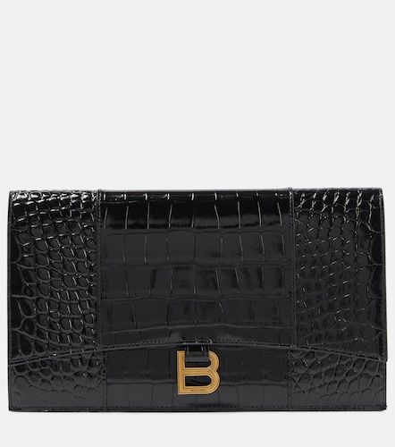 Hourglass Small croc-effect leather clutch - Balenciaga - Modalova
