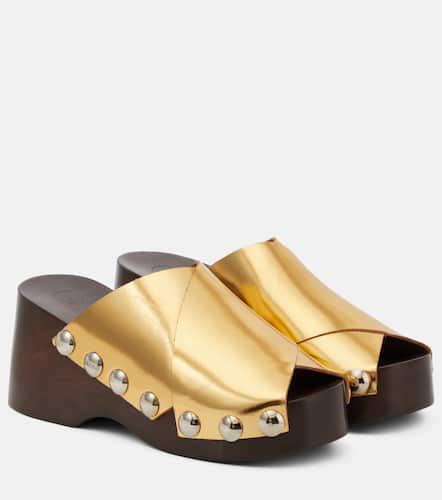 Embellished metallic leather clogs - Ganni - Modalova