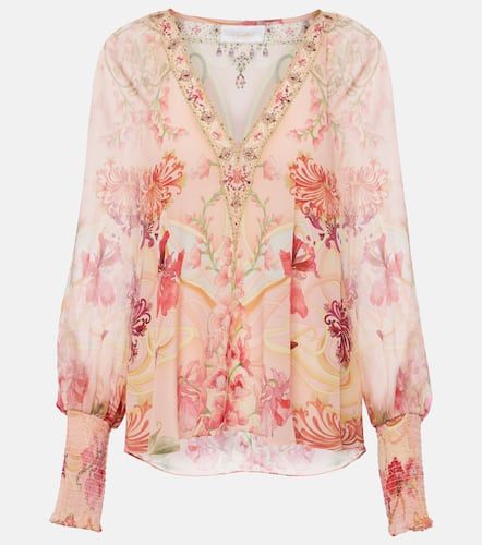 Blossoms and Brushstrokes floral silk blouse - Camilla - Modalova