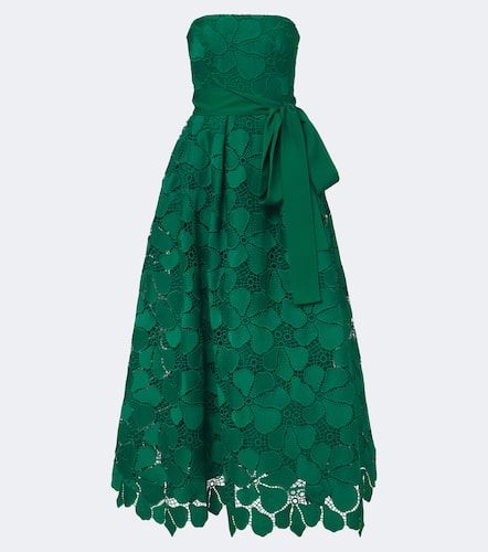 Vestido bustier de encaje guipur con lazo - Elie Saab - Modalova