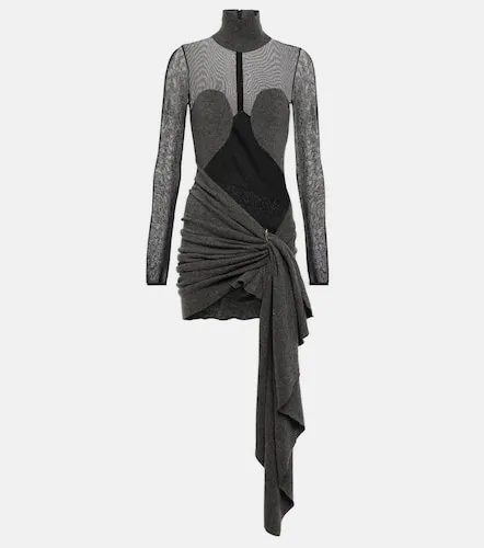 Alaïa Vestido corto de lana y malla drapeado - Alaia - Modalova