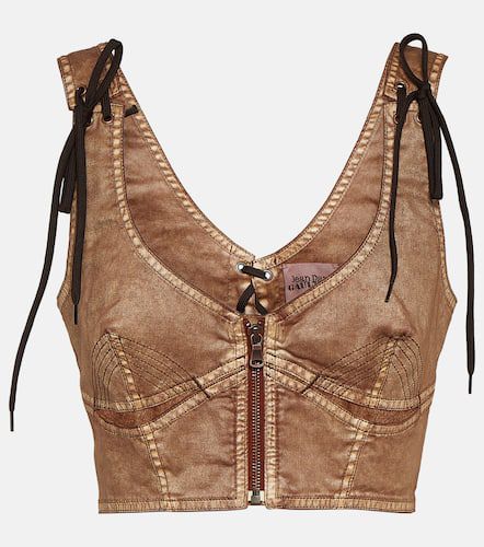 X KNWLS cropped denim corset top - Jean Paul Gaultier - Modalova