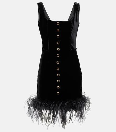 Feather-trimmed velvet minidress - Alessandra Rich - Modalova