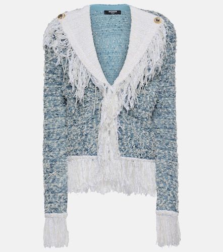 Chaqueta de denim y tweed con flecos - Balmain - Modalova
