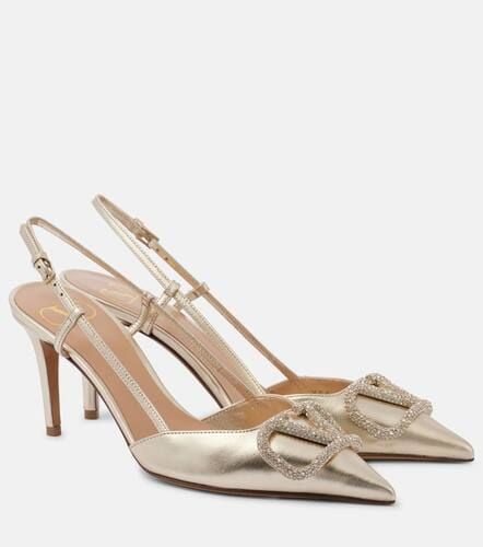 VLogo Signature metallic leather slingback pumps - Valentino Garavani - Modalova