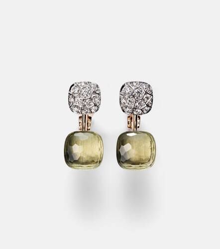 Nudo 18kt rose and white earrings with prasiolites and diamonds - Pomellato - Modalova