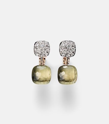 Orecchini Nudo in rosa e bianco 18kt con prasiolite e diamanti - Pomellato - Modalova