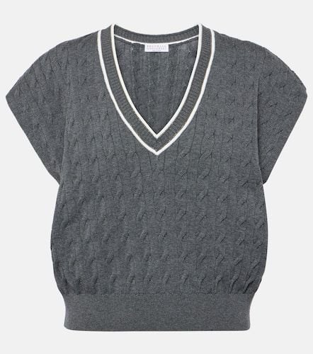 Cable-knit cotton sweater vest - Brunello Cucinelli - Modalova