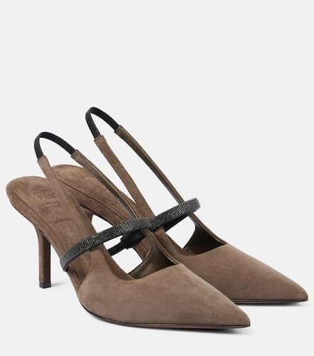 Embellished suede slingback pumps - Brunello Cucinelli - Modalova