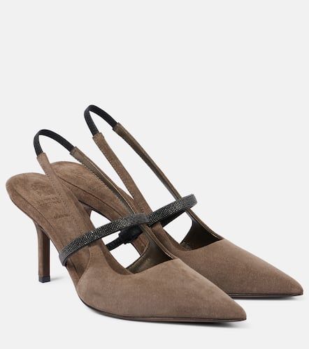 Monili suede slingback pumps - Brunello Cucinelli - Modalova