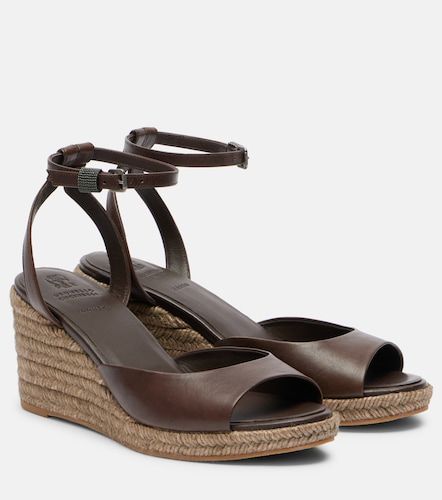 Espadrillas con zeppa in pelle - Brunello Cucinelli - Modalova