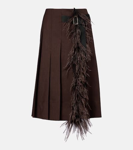 Feather-trimmed pleated wrap skirt - Plan C - Modalova