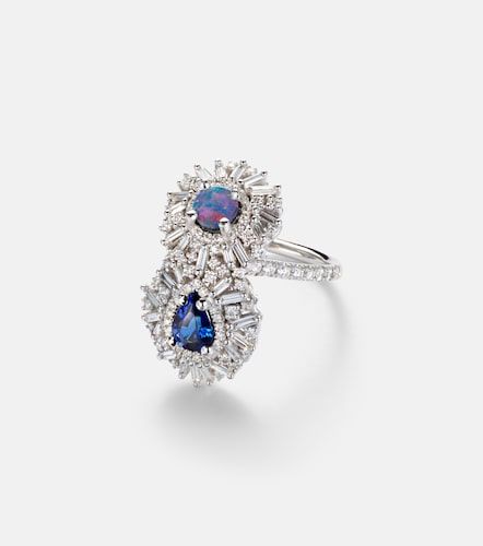 Kt white gold ring with gemstones - Suzanne Kalan - Modalova