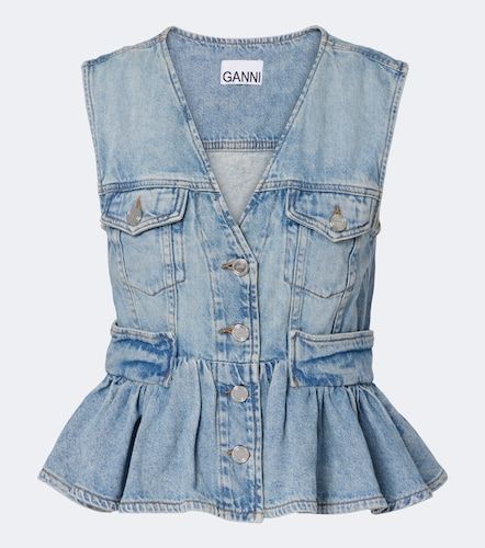 Ganni Top de denim con peplum - Ganni - Modalova