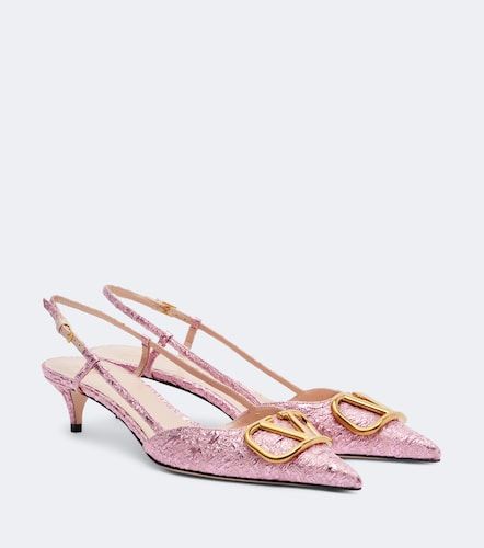 VLogo cloque jacquard slingback pumps - Valentino Garavani - Modalova