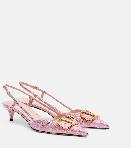 VLogo cloque jacquard slingback pumps - Valentino Garavani - Modalova