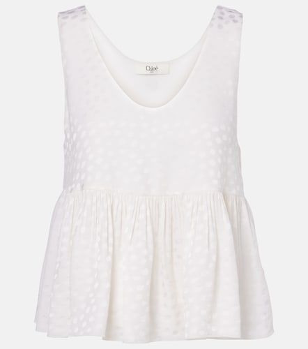 Chloe Polka-dot peplum silk top - Chloe - Modalova