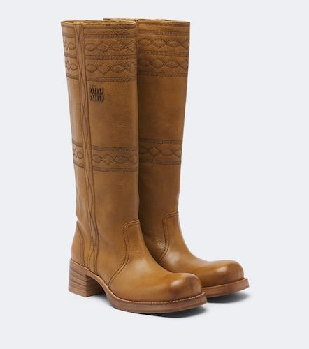 Miu Miu Bestickte Stiefel aus Leder - Miu Miu - Modalova