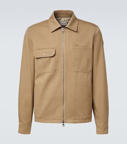 Leather-trimmed cotton jacket - Moncler - Modalova