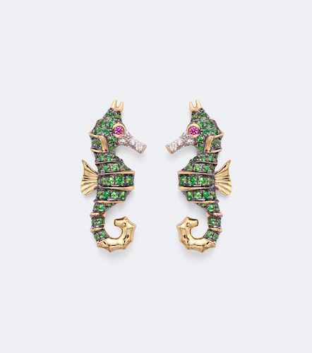 Yvonne Léon Pendientes Hippocampe de oro de 18 ct con piedras - Yvonne Leon - Modalova