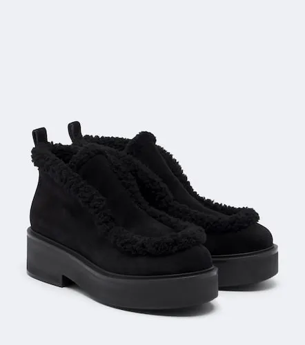 Shearling-lined suede ankle boots - Gianvito Rossi - Modalova