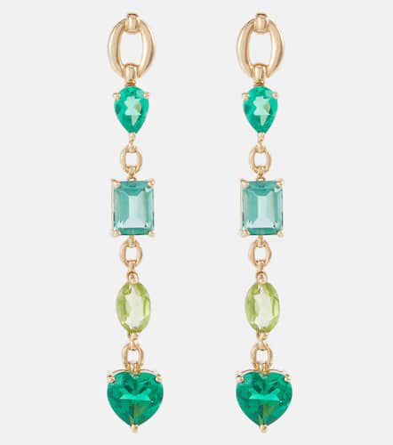 Catena 18kt gold earrings with emeralds, peridot and tourmaline - Nadine Aysoy - Modalova