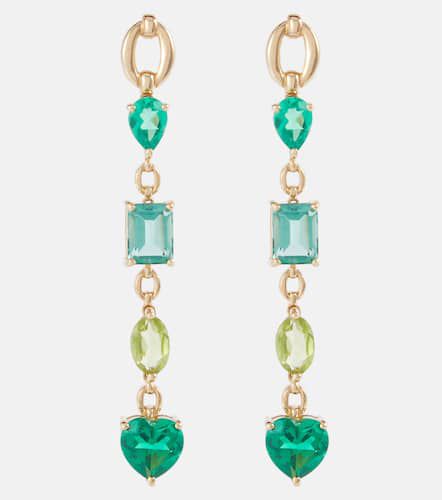 Orecchini Catena in oro 18kt con smeraldi, peridoto e tormalina - Nadine Aysoy - Modalova