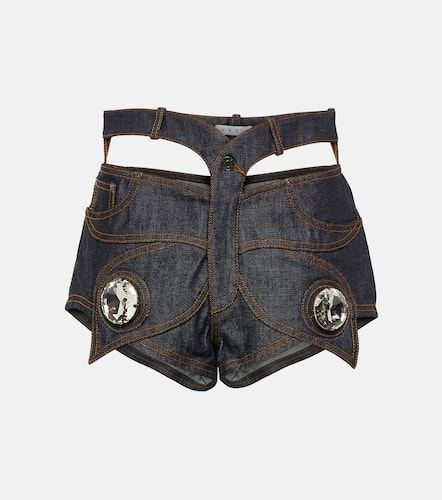 Embellished cutout denim shorts - Area - Modalova