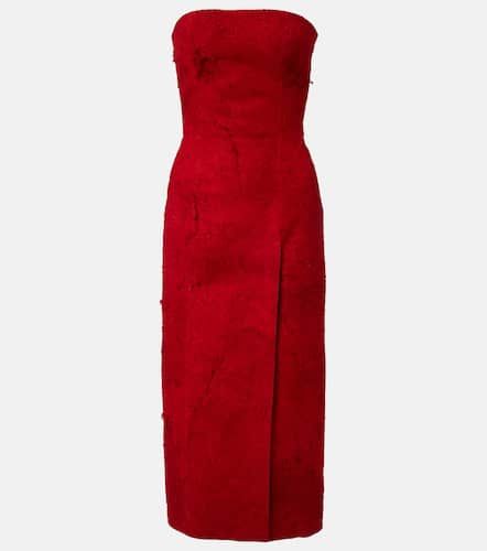 Distressed strapless suede midi dress - Alexander McQueen - Modalova