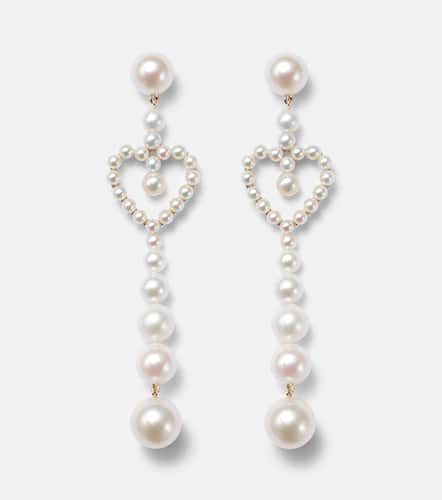 Pearl Heart 14kt gold pendant earrings with pearls - Sophie Bille Brahe - Modalova