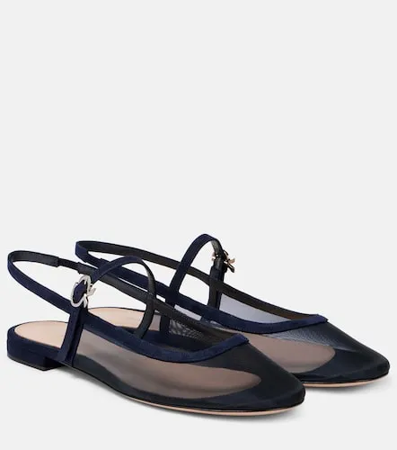 Slingback-Ballerinas aus Mesh mit Veloursleder - Gianvito Rossi - Modalova