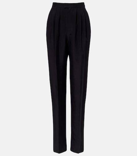 Pantaloni regular in seta con pince - Saint Laurent - Modalova