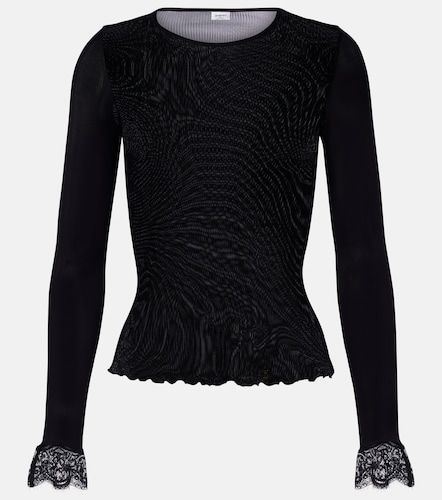 Top in seta a coste con pizzo - Saint Laurent - Modalova