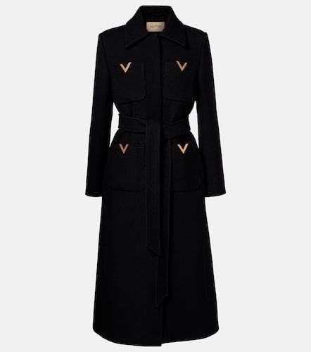 VGold belted wool and silk coat - Valentino Garavani - Modalova