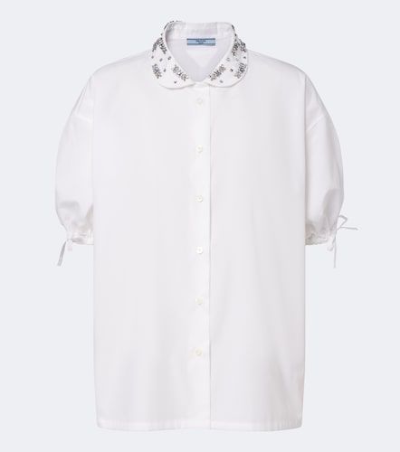Camicia in popeline con cristalli - Prada - Modalova