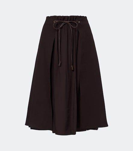 Leather-trimmed virgin wool midi skirt - Moncler - Modalova