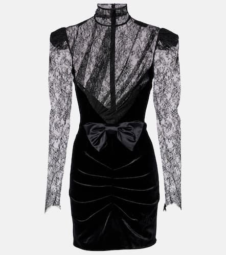 Bow-detail velvet and lace minidress - Alessandra Rich - Modalova