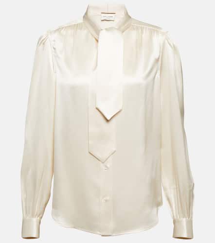 Tie-neck silk satin blouse - Saint Laurent - Modalova