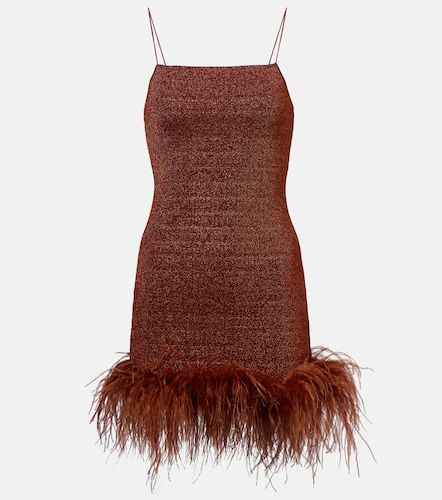 Lumiere Plumage feather-trimmed minidress - Oseree - Modalova