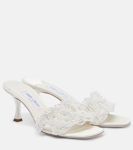Cary 70 faux pearl-embellished satin mules - Jimmy Choo - Modalova
