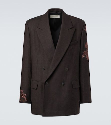 Embroidered wool flannel blazer - Dries Van Noten - Modalova