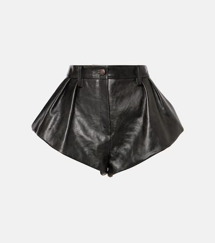 Pleated flared leather shorts - Magda Butrym - Modalova