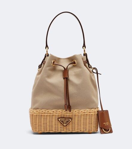 Prada Secchiello in canvas e vimini - Prada - Modalova