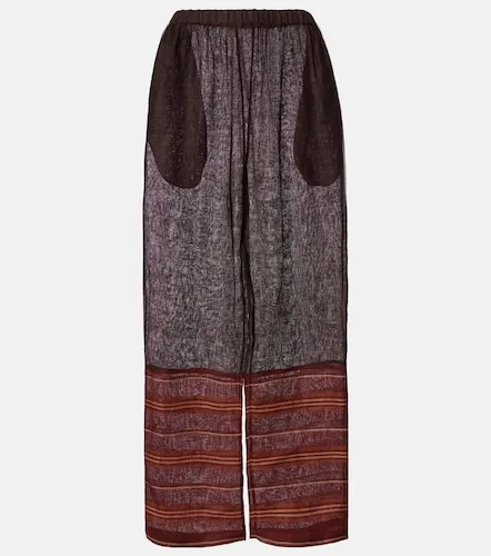 Striped cropped linen pants - Tory Burch - Modalova