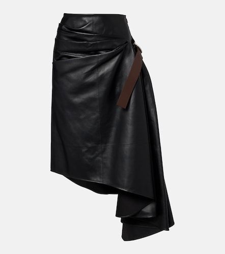 Asymmetric draped leather midi skirt - Loewe - Modalova