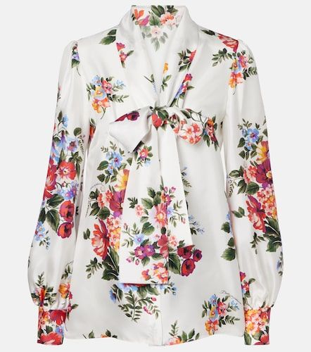 Floral tie-neck silk blouse - Dolce&Gabbana - Modalova