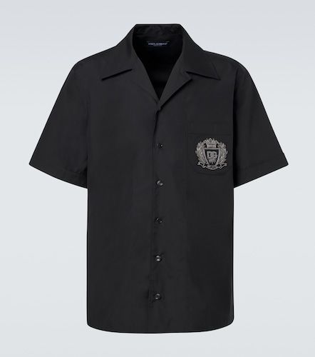 Camisa bowling de popelín de algodón con logo - Dolce&Gabbana - Modalova