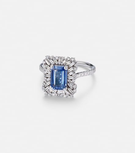 Kt white gold ring with sapphires and diamonds - Suzanne Kalan - Modalova